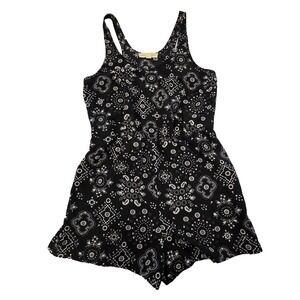 Staring At Stars Romper Womens XS Black Bandana Print Sleeveless V‎ Neck Boho